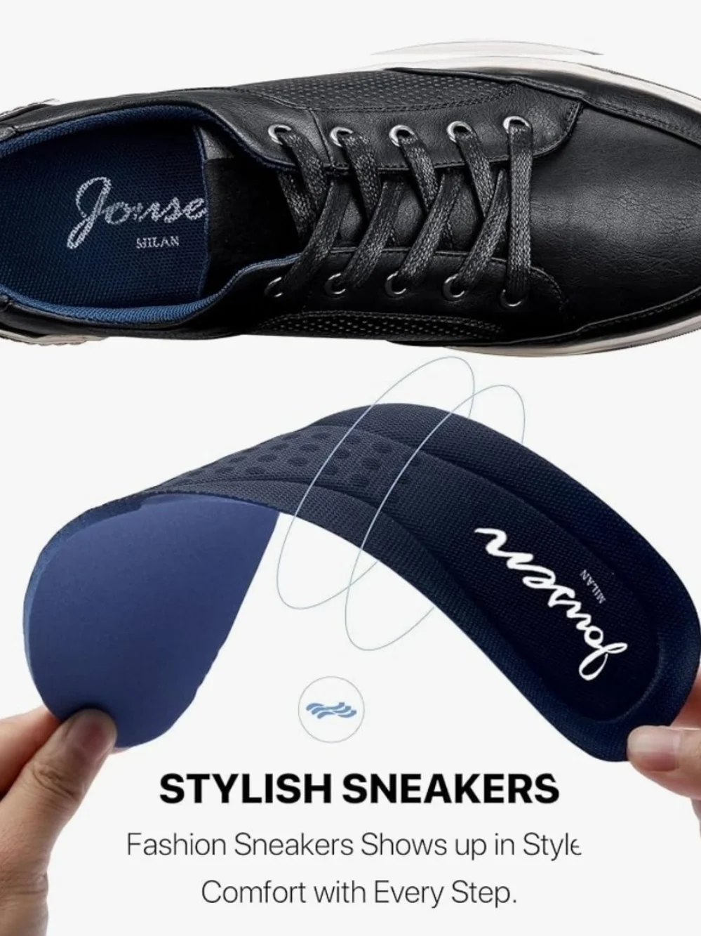 Men's Black Casual Lace-Up Sneakers